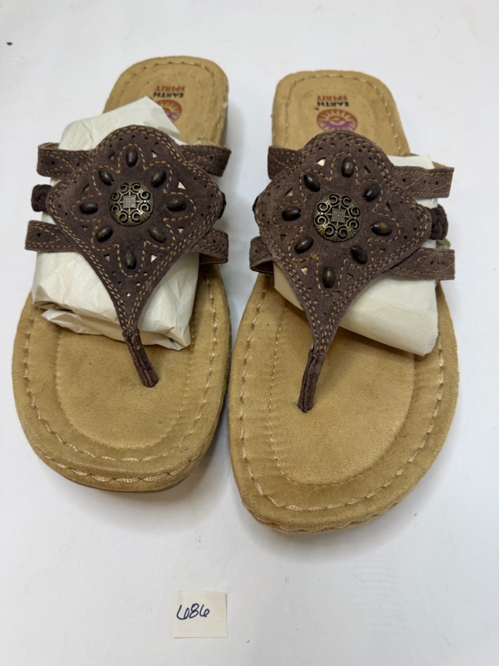 Earth Spirit Embellished Toe-Post Sandals Size 11